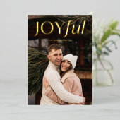 赤いモダンうれしそうな写真 箔シーズンカード (立ち正面)