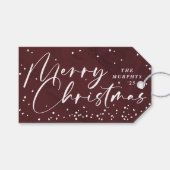 赤いモダンなスノードーム　メリークリスマスのギフトタグ ギフトタグ (正面(横))