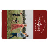 赤いモダンなハッピーホリデーカスタムファミリーフォトイヤー マグネット (横)