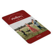 赤いモダンなハッピーホリデーカスタムファミリーフォトイヤー マグネット (右側)