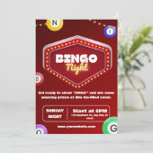 赤いモダンなビンゴナイトの招待状 招待状 (スタンド正面)