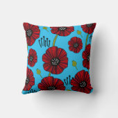 赤いモダンはっきりしたケシ クッション (裏面)