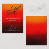 赤いモダンオレンジ色のスクリプトモノグラムの名刺 名刺 (正面/裏面)