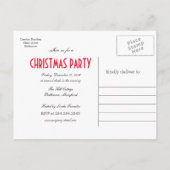 赤いモダンオーナメントは日付を保存クリスマスパーティー 案内ポストカード (裏面)