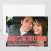 赤いモダンカットアウト日付の保存招待状 招待状 (正面/裏面)