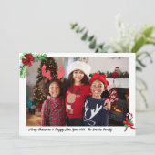 赤いモダンキャンディーケーンファミリー写真クリスマス シーズンカード (スタンド正面)