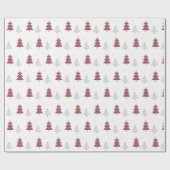 赤いモダンクリスマスツリー ラッピングペーパー (フラット)