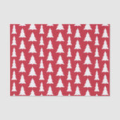 赤いモダンクリスマスパターンの白い木 薄葉紙 (正面)