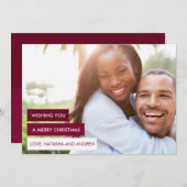 赤いモダンクリスマスフォトカード シーズンカード (正面/裏面)