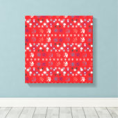 赤いモダンクリスマスホリデーのスノーフレーク・パターン キャンバスプリント (インサイチュ (ウッドフロア))