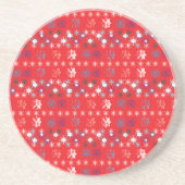 赤いモダンクリスマスホリデーのスノーフレーク・パターン コースター (正面)