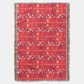 赤いモダンクリスマスホリデーのスノーフレーク・パターン スローブランケット (正面縦)