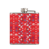 赤いモダンクリスマスホリデーのスノーフレーク・パターン フラスク (裏面)