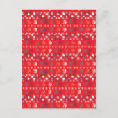 赤いモダンクリスマスホリデーのスノーフレーク・パターン ポストカード (正面)