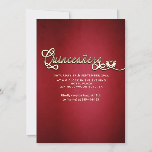 赤いモダンクール蝶のドレス蝶のクリンス 招待状 (裏面)