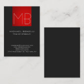 赤いモダングレーの名刺 名刺 (正面/裏面)