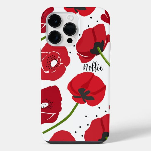 赤いモダンケシの花 iPhoneケース (裏面)