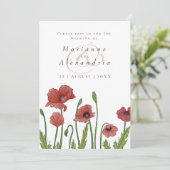 赤いモダンケシフローラ結婚式招待状 招待状 (スタンド正面)