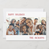 赤いモダンコラージュのホリデーカードと雪 シーズンカード (正面)