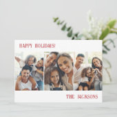 赤いモダンコラージュのホリデーカードと雪 シーズンカード (スタンド正面)