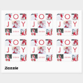 赤いモダンジョイ・チェッカーボード家族の写真コラージュ スクエアシール (シート)