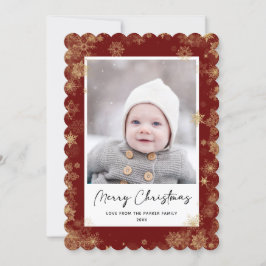 赤いモダンスクリプエレガントトの雪片《写真》ぼけ味オーバーレイ シーズンカード