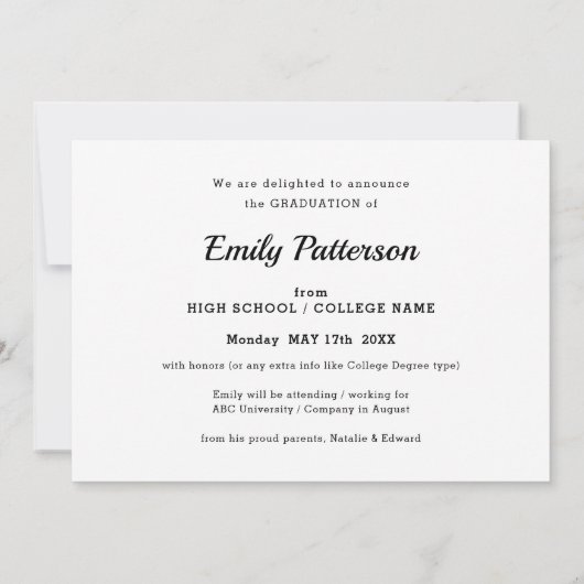 赤いモダンスクリプエレガントト写真の卒業 案内状 (裏面)