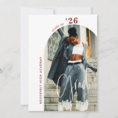 赤いモダンスクリプトフォト2024グラミニマルッドパーティー 招待状 (正面)