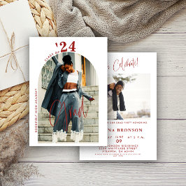 赤いモダンスクリプトフォト2024グラミニマルッドパーティー 招待状