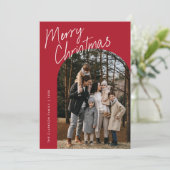 赤いモダンスクリプトメリークリスマスアーチ2写真 シーズンカード (スタンド正面)