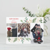 赤いモダンスクリプト緑の葉のフローラフェスティバル シーズンカード (スタンド正面)