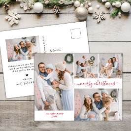 赤いモダンスクリプト5複数のクリスマスフォト ポストカード