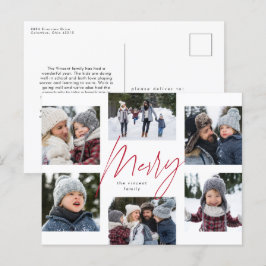 赤いモダンスクリプメリート6枚の写真クリスマスコラージュ シーズンポストカード
