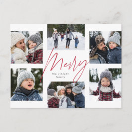 赤いモダンスクリプメリート6枚の写真クリスマスコラージュ シーズンポストカード