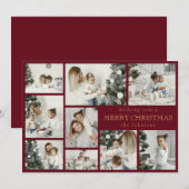 赤いモダンスタイリッシュ写真グリッドホリデーカード シーズンカード (正面/裏面)