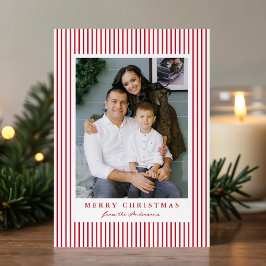 赤いモダンストライプクリスマス2写真 シーズンカード