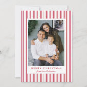 赤いモダンストライプクリスマス2写真 シーズンカード (正面)
