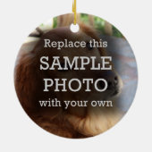 赤いモダンスノーフレーク星2枚フォト セラミックオーナメント (裏面)