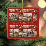 赤いモダンタイプライター家族の写真コラージュ セラミックオーナメント<br><div class="desc">独自の写真コラージュのクリスマス装飾を作成する。このホリデーシーズンの写真オーナメントに自分の文字とカスタムを追加するだけ。</div>