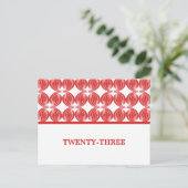赤いモダンデコの表の番号はがき ポストカード (スタンド正面)