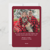 赤いモダンバッファローのプレイドのクリスマスフォト シーズンカード (裏面)