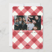 赤いモダンバッファローのプレイドのクリスマスフォト シーズンカード (裏面)