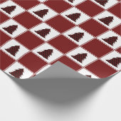 赤いモダンバッファローのプレイドクリスマスツリーパターン ラッピングペーパー (角)