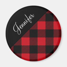 赤いモダンバッファローのプレイドチェックパターン名 マグネット