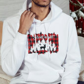 赤いモダンバッファローの格子柄かわいいクリスマスツリー パーカ