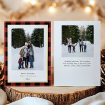 赤いモダンバッファロープレイドクリスマスツーフォト