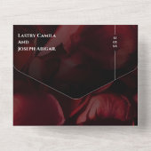 赤いモダンバラが一挙式に招待 オールインワン招待状 (裏面)