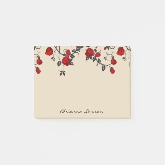 赤いモダンバラとスクリプト名 ポストイット (正面)