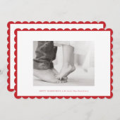 赤いモダンフレームあいさつカラーフォトフレーム シーズンカード (正面/裏面)