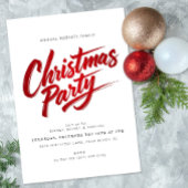 赤いモダンブラシスクリプトクリスマスパーティの招待状 招待状